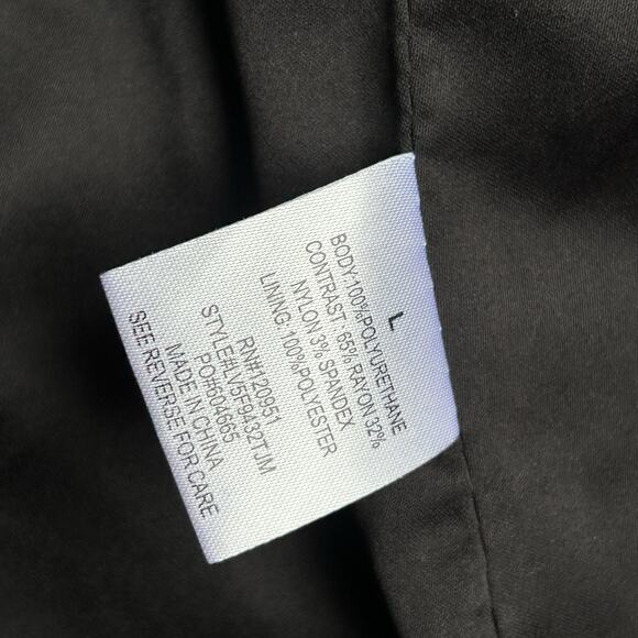 Olive & Oak Women’s Large Moto Vest Faux Leather Knit Panel Zip Black Sleeveless - Picture 9 of 9